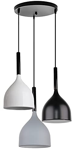 Lampadario a sospensione con 3 luci E27, corda regolabile, vintage, metallo, lampadario industriale, per soggiorno, cucina, camera da letto, ristoranti
