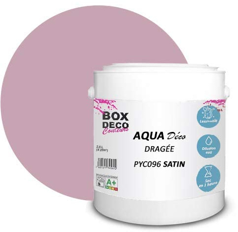 BOX DECO COULEURS Aqua Déco 2,5 Liter Acrylfarbe Satinoptik Wandfarbe Rose Dragée