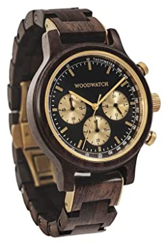 WoodWatch Chrono Black Forest | Holzuhren für Herren - Armbanduhr Holz männer Premium | Wood Watch for Man | umweltfreundliches Produkt, wir Pflanzen 1 Baum für Jede Uhr
