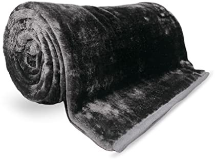 Bear&Panda Cosy Faux Fur Mink Throw Blankets Silver Grey Travel Size - Super Soft Fluffy Warm Solid Bed Throws for Sofas Blanket 150x200cm Flannel Fleece (Charcoal, King 200 x 240 cm)