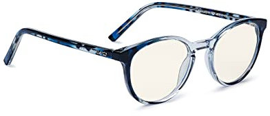 Bolle Safety Dallas PRBDALL108, Blue Light Blocking Safety Glasses, Nylon TR90 Crystal Blue Tortoise, PC Lenses Plano, One Size