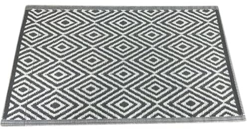 CB Home & Style Outdoor Teppich Raute Indoor Camping Terasse Balkon (120 x 180 cm, Grau)