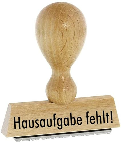 Lehrer-Stempel – Hausaufgabe fehlt - von Kaufhaus 2010 aus Holz & Gummi, zum Bestempeln von Schriftstücken aller Art. 4 cm lang