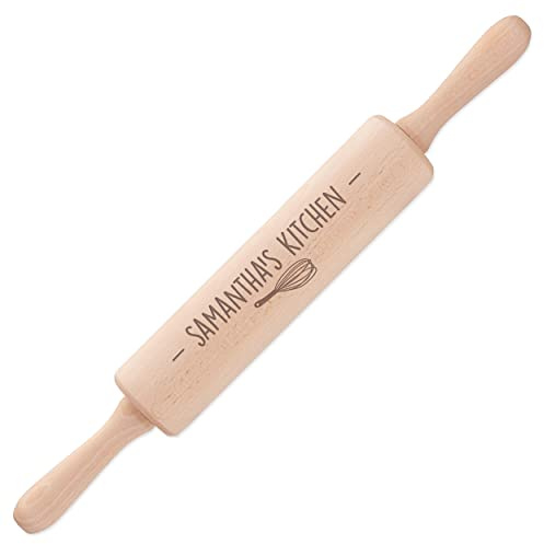 Gift Base Personalised Rolling Pin Name Kitchen Whisk Revolving Wooden Any Name Custom Baking