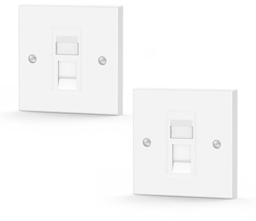 LEENUE RJ45 Socket Cat6, Ethernet Faceplate, 1 Port, White, 2 Pack | Single Ethernet Keystone Jack, Network Wall Plate, for CAT6/CAT5E/CAT5 Cable