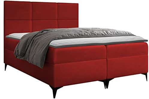Mirjan24 Boxspringbett Fava mit 2 Bettkästen, Doppelbett mit Matratze + Topper Amerikanisches Continentalbett Polsterbett Farbauswahl Bett mit Kopfteil Bettgestell (Manila 28, 140 x 200 cm)