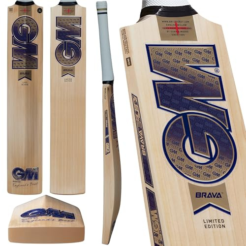 Gunn & Moore GM Cricket Bat | Brava 606 |Prime English Willow | DXM, Pro-Lite Grip | Full Size Short Handle Suitable for Players 175cm / 5/9 & Over