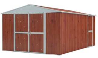 Box in Acciaio Zincato Casetta da Giardino in Lamiera 3.60 x 4.30 m x h2.10 m - 185 KG - 15 metri quadri (Finitura Legno)