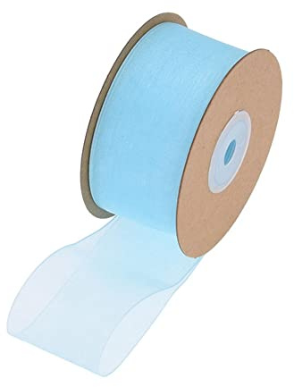 SHTGOI 1 Rolle Organzaband 1cm x 45m Organza Bänder Transparentes Schleifenband Chiffonband Geschenkband Chiffon Dekoband Satinband für DIY Geschenkverpackung Blumenstrauß Dekoration Hellblau