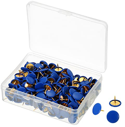 PATIKIL 300Pack Druckstifte Plastik Rundheit Druckknopf Reißzwecken Golden Punkte Blau