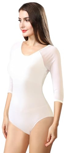 ROYAL SMEELA body danza adulto donne body ballerina per le donne nero body Balletto ginnastica Danza body da ballo body Leotard balletto body,body per danza classica donna,body+danza sport Bianco