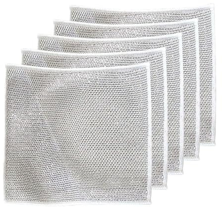 IFFANY Paño de Cocina de Alambre Multiusos antiarañazos, Estropajo de Acero Inoxidable húmedo y seco, Estropajo para Cubiertos y Fregadero, paño de Cocina Reutilizable, paño de Cocina de Alambre