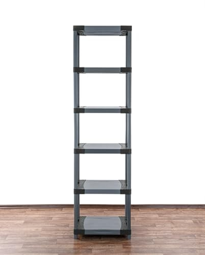 PROREGAL Kunststoffregal Big Grey Bear | Extra-Tall | HxBxT 220x70x46cm | Fachlast 160kg | Grau | Plastikregal Kellerregal Lagerregal Steckregal