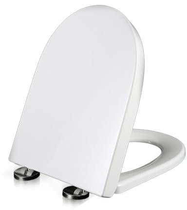 Flipped Warmth Toilettendeckel D-Form, Klodeckel Mit Absenkautomatik, Verstellbares Scharnier, Schnellverschluss, Befestigung Oben, Toilettensitz Klobrille, WC Deckel, D-Förmig,02C