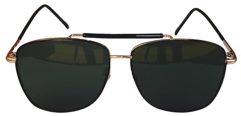 GIL-DESIGN Fliegerbrille Pilotenbrille Brille Sonnenbrille Top Gun Retro Sunglasses M 54 (Gold Grün)