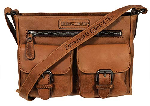 HillBurry Damen Handtasche | aus weichem hochwertigem Rindsleder - Vintage Elegante Abendtasche | Umhängetaschen Schulterbeutel - Fashion Bag Beutel | Shopper - Schultertasche (Braun)