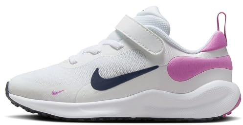 NIKE Revolution 7, Sneaker, White/Midnight Navy-Playful Pink, 31 EU