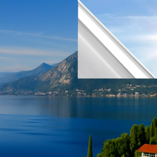 Fönsterspegelfilm (60 x 120) stora storlekar - med mörkläggningsklistermärke reflekterande enkelriktad 99 % anti-UV värmekontroll kontor hem glas (silverlim utan lim)