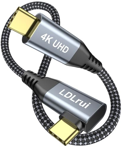 LDLrui USB C zu USB C Datenkabel Kurz 30CM, 90 Grad Winkel USB 3.2 Gen2x2, 20Gbps Datenkabel, 100W PD 3.0 Ladekabel, 4K@60Hz Videokabel für MacBook, Handy, iPad, Externe SSD, Kamera,Type C Monitore