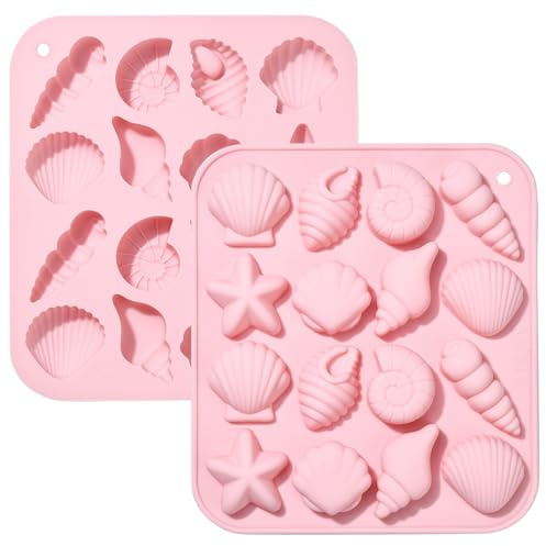 UR URLIFEHALL 2 Stück Silikonformen Meeresthema Muschel Meeresschale Silikonformen für DIY Kuchen Schokolade Bonbon Eiswürfel Schmuckherstellung