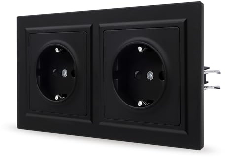 JIMEIDA Doppelsteckdose Schwarz Matt Unterputz Glattes Hautgefühl mit Steckklemme Steckdose 155 * 84mm,250V(Kann nicht vertikal installiert werden)