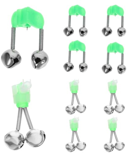 NJCXOLA 10 indicateur de morsure,Cloche à poisson Alarme Canne à pêche Canne à mer Double cloche Clip Cloche peut être inséré Pêche de nuit Lumière Cloche d'alarme Equipement de pêche