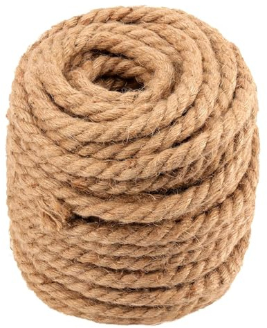 CHUIFAI Cuerda de yute natural, 20 m x 12 mm, 4 hebras, cuerda de yute trenzada, cuerda de cáñamo trenzada, cuerda de yute para manualidades, embalaje, paquete de jardín, decoración