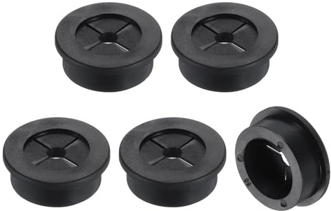 sourcing map 5 Pcs Cable Cord Grommet, 1 3/16 Inch (30mm) Desk Grommet Flexible Rubber Grommets Wire Hole Cover Pass Through for Office Computer Desk Wire Organizer, Black