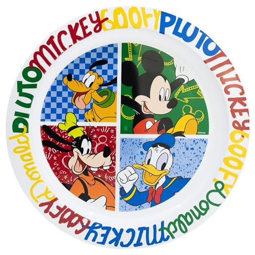 STOR Micky Maus Kinderteller aus Kunststoff 938ml - Mikrowellengeeignet, BPA-frei, Ergonomisches Design für Kinder