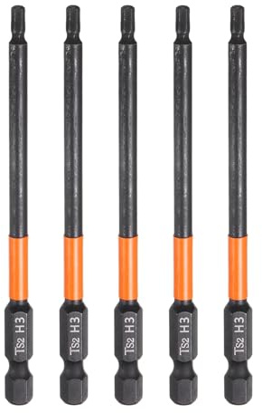 sourcing map 5pcs H3 Hex Head Drill Bit Wrench 3mm Metric Flat Tip 1/4 Hex Shank 100mm (4) Long Magnetic Black Phosphate Hexagonal Screw Driver Socket Industrial Screwdriver Power Bits
