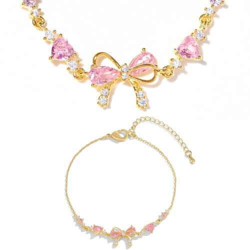 YGCHEN Schleifenarmband, Verstellbares Zirkonia-Armband mit Schleife, Freundschaft Schleife Armbänder, Damen Schmuck Accessoires
