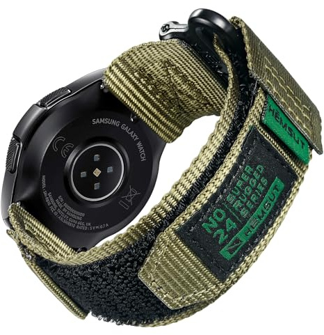 HEMSUT Bred nylonkrok och ögla klockarmband med metallspänne, snabbfrigörande 20 mm/22 mm för utomhussport smartklockor, 20mm / Small 6.3-7.2, Nylon, Ingen ädelsten