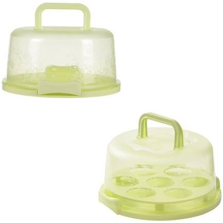 Juqoyue Tortentransportbox mit Deckel und Tragegriff Tortenbox Cup Cake Behälter mit Tortentransportbehälter Grün