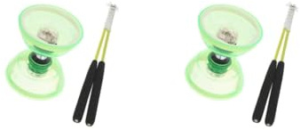 Juego de 2 luces de triple rodamiento para diábolo con cuerda de palillos de mano de alto rendimiento y malabares entretenidos verde chino 13 cm