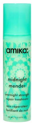 amika midnight mender strength repair overnight hair mask - leave in conditioner + split end treatment for damaged + brittle strands - repairing hair care to reduce breakage + smooth strands (100 ml)