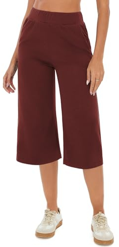 Crewhpo Pantacourt Femme Longueur 3/4 Taille Haute Poches Style Sport | Tissu Léger et Souple, Longueur Trois Quarts, Taille Haute Confortable, Pour Yoga, Marche et Loisirs, Pour un Confort Durable