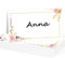 50 tarjetas de mesa para bodas y celebraciones, 85 x 55 mm, diseño de flores, tarjetas de lugar para escribir uno mismo