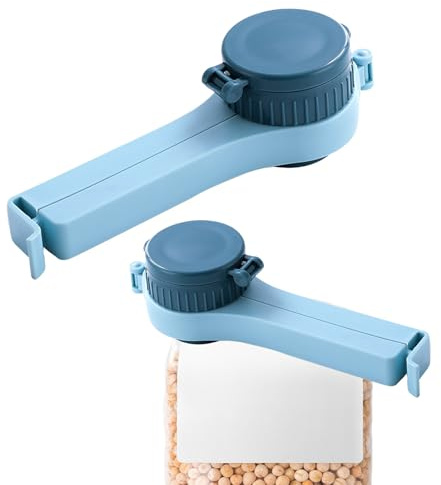 Bag Clips with Guspout, 2 x Chip Bag Clips, Food Sealer Clamp with Nozzle, Reusable Snack Bag, Clip for Potato Chips, Milk Powder, Cereal, Coffee, Dog Food, Kitchen Storage and