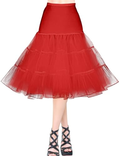 AYBUY 50s Women Retro Petticoat Underskirt,Vintage A-line Underskirt Classic Elastic Rockabilly Tutu Skirt for Ladies Half Slip Dress-up Parties Dancing, Halloween Party, Dancing