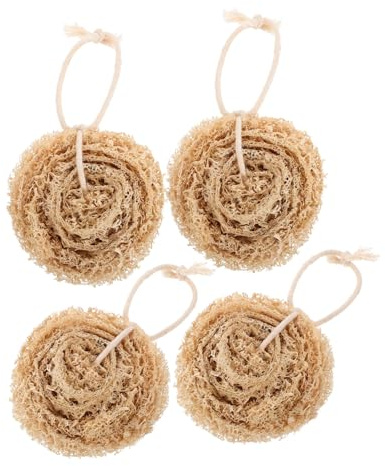 FOMIYES Estropajos De Esponja De Lufa Natural 4 Piezas, Herramienta De Limpieza Multiusos, Cepillo De Cocina Biodegradable, para Lavado De Platos y Limpieza del Hogar, Ecológico, Apto para Uso Diario