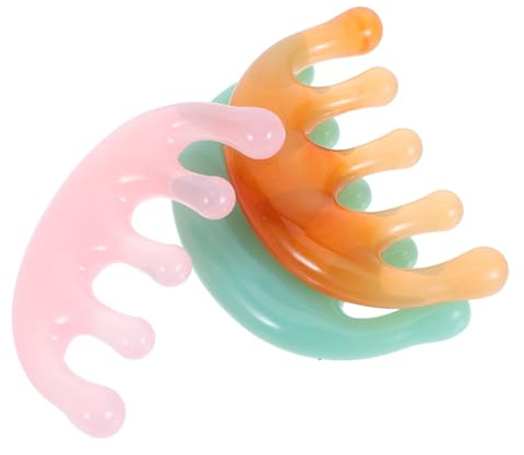 Beavorty 3 Piezas Peine Masajeador Manual de Resina para Cabelludo Herramienta Portátil de Cinco Dedos para Masaje y Relajación del Cabello Compacto y Duradero para Viaje