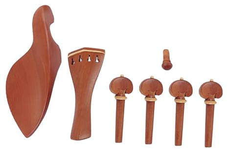 STOBAZA 7 Stück Violin Zubehör aus Jujube Holz mit Wirbel und Saitenhalter Robust für Selbstgemacht Violinen Inklusive Kinnhalter und Endstift