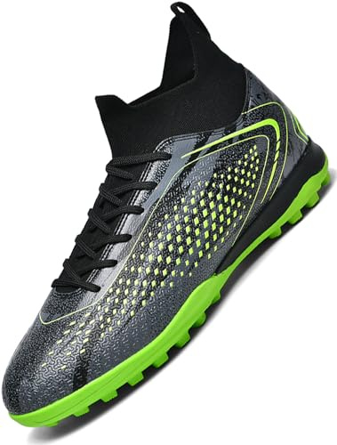 Donbest Botas de Fútbol Niño Zapatos de Fútbol Altos para Césped Artificial Natural e Indoor Zapatillas de Fútbol con Tacos Antideslizantes,Black,EU35