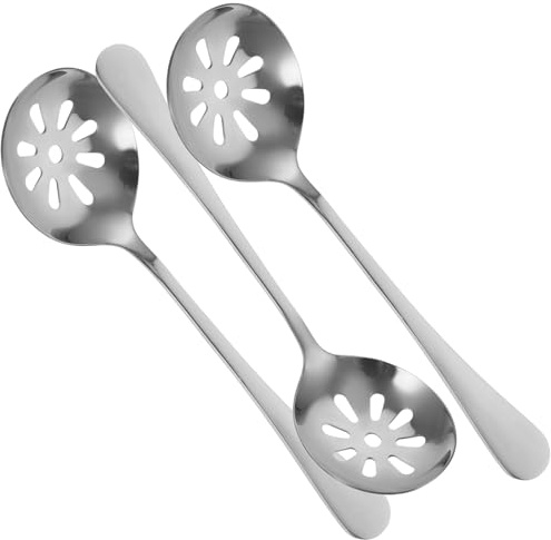 LALADEFIEE 3 piezas Cucharillas Ranuradas Pequeñas de Acero Inoxidable para Servir Utensilios de Cocina Portátiles para Ensaladas Postres y Aperitivos Hogar y Restauración
