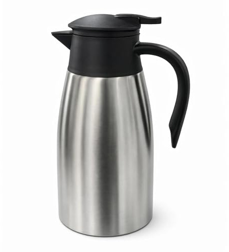 Thermoskanne 2 Liter, 304 Edelstahl Kaffeekanne Thermo, Doppelwandige Vakuum Isolierkanne 12-24 Stunden Wärmedämmung, Thermokanne für Kaffee, Tee, Wasser, Getränk
