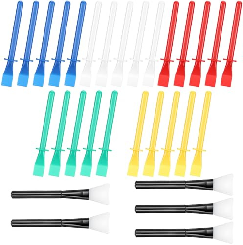 Small Glue Brush, 35Pcs Silicone Glue Spreader for Craft, Plastic Adhesive Applicators, Flatback Glues Applicator Sticks for Woodworking Crafts DIY Projects Timber Paper and Handicrafts