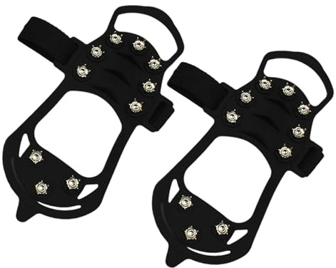 Grampones De Hielo - 1 Par De 10 Dientes Equipo De Senderismo Ligero,Grampones De Tracción para Hombres En Nieve Y Hielo | para Aventura Invernal Trabajo Exterior Correr Desplazamiento Compras
