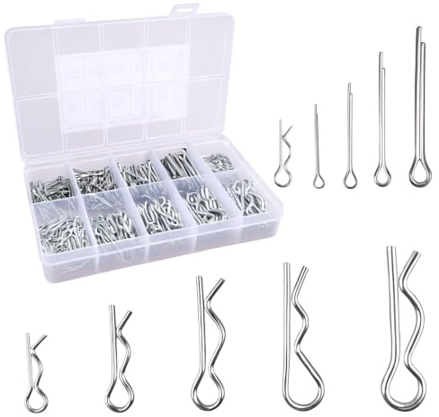 558 Stück Splinte Sortiment R Clips Set, Federstecker Sicherungssplinte Federsplinte 10 Größen mit Aufbewahrungsbox, Sicherungsstift für Auto Wohnmobile Gartengeräte Traktor