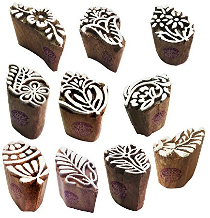 Lehm Holzdruck Arty Crafty Klein Blumen Designs Blöcke Stempel (Set von 10)