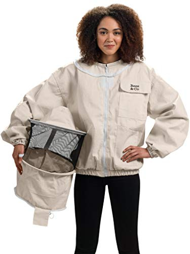 Bees & Co K73 Imkerjacke aus natürlicher Baumwolle mit Rundschleier,Elfenbein, XL